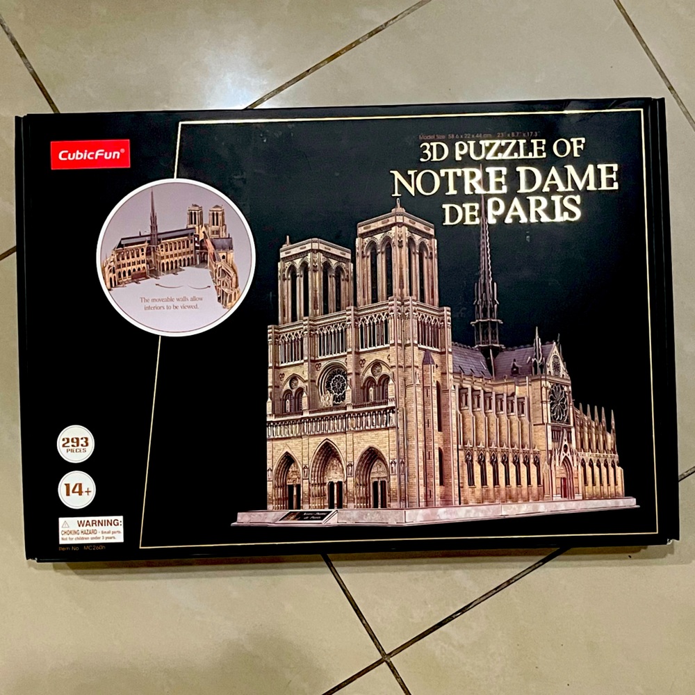 CubicFun 3D Puzzle Notre Dame de Paris Church Model Kit with Moveable Interior
